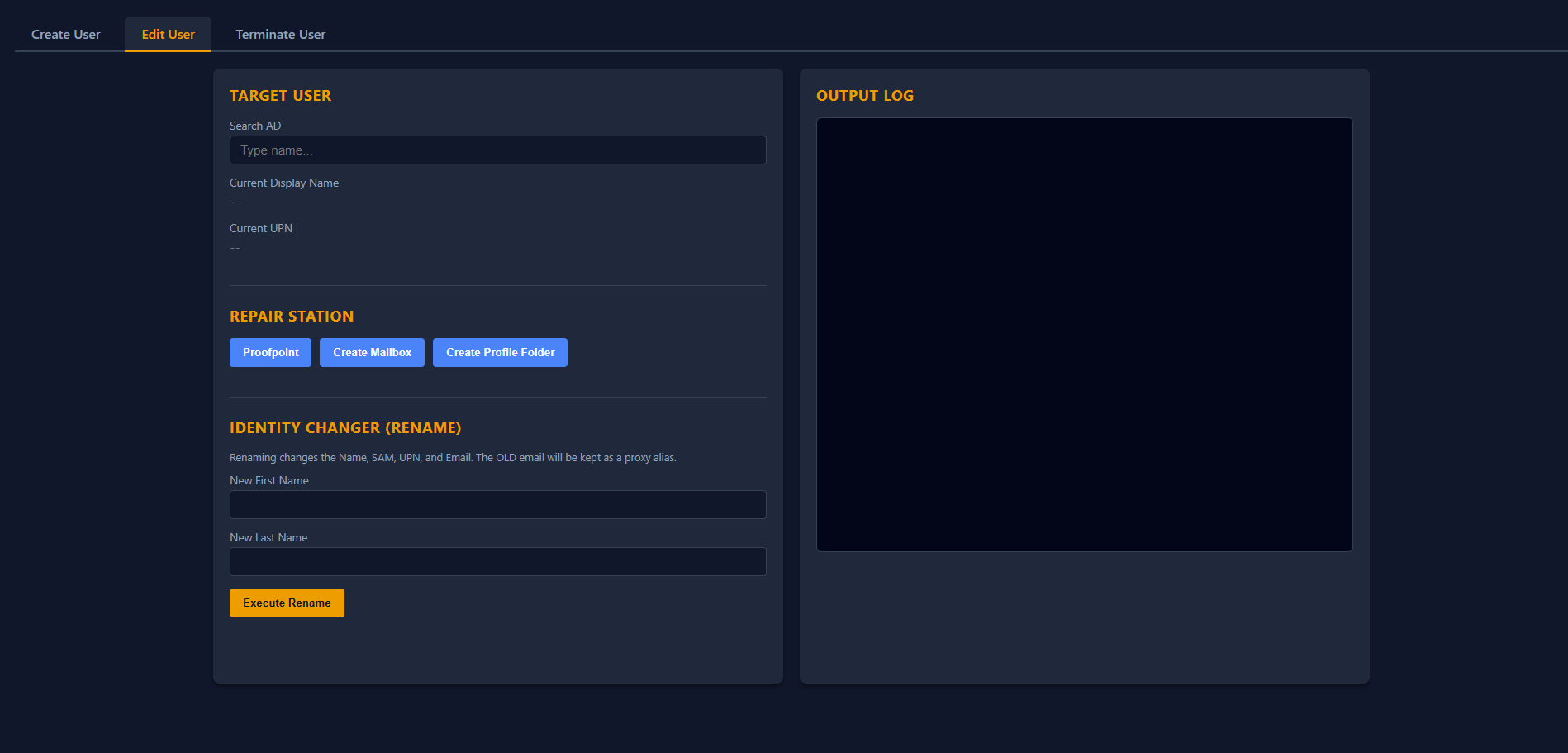 UserForge: Account Editing Interface